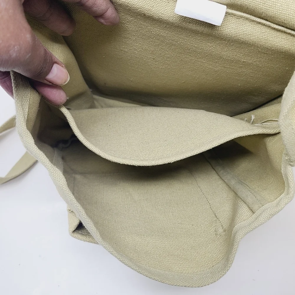 Unbranded | Unisex Vintage Beige Canvas Shoulder Bookbag or Backpack (One Size)